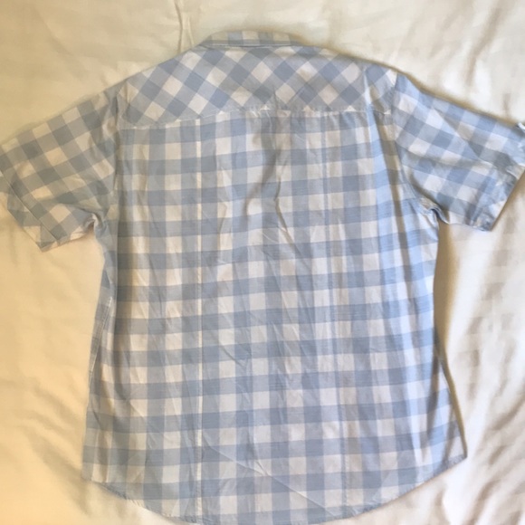 Johnston&Murphy slim fit white/light blue check short sleeve shirt - Picture 5 of 8